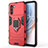 Custodia Silicone e Plastica Opaca Cover con Magnetico Anello Supporto per Oppo K9 Pro 5G Rosso