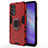 Custodia Silicone e Plastica Opaca Cover con Magnetico Anello Supporto per Oppo Reno5 5G Rosso