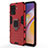 Custodia Silicone e Plastica Opaca Cover con Magnetico Anello Supporto per Oppo Reno5 F Rosso