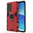 Custodia Silicone e Plastica Opaca Cover con Magnetico Anello Supporto per Oppo Reno6 Pro+ Plus 5G Rosso