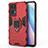 Custodia Silicone e Plastica Opaca Cover con Magnetico Anello Supporto per Oppo Reno7 Pro 5G Rosso