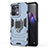 Custodia Silicone e Plastica Opaca Cover con Magnetico Anello Supporto per Oppo Reno9 Pro 5G Blu