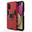Custodia Silicone e Plastica Opaca Cover con Magnetico Anello Supporto per Samsung Galaxy A02s Rosso