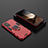 Custodia Silicone e Plastica Opaca Cover con Magnetico Anello Supporto per Samsung Galaxy A15 4G Rosso