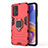 Custodia Silicone e Plastica Opaca Cover con Magnetico Anello Supporto per Samsung Galaxy A23 5G Rosso
