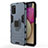 Custodia Silicone e Plastica Opaca Cover con Magnetico Anello Supporto per Samsung Galaxy F02S SM-E025F