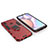 Custodia Silicone e Plastica Opaca Cover con Magnetico Anello Supporto per Samsung Galaxy M01s Rosso