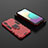 Custodia Silicone e Plastica Opaca Cover con Magnetico Anello Supporto per Samsung Galaxy M02 Rosso