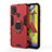 Custodia Silicone e Plastica Opaca Cover con Magnetico Anello Supporto per Samsung Galaxy M31 Rosso