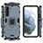 Custodia Silicone e Plastica Opaca Cover con Magnetico Anello Supporto per Samsung Galaxy S21 FE 5G