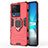 Custodia Silicone e Plastica Opaca Cover con Magnetico Anello Supporto per Vivo iQOO Neo7 5G Rosso