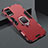 Custodia Silicone e Plastica Opaca Cover con Magnetico Anello Supporto per Vivo V20 Pro 5G Rosso