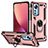 Custodia Silicone e Plastica Opaca Cover con Magnetico Anello Supporto per Xiaomi Mi 12 5G Oro Rosa