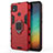 Custodia Silicone e Plastica Opaca Cover con Magnetico Anello Supporto per Xiaomi POCO C3 Rosso