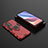 Custodia Silicone e Plastica Opaca Cover con Magnetico Anello Supporto per Xiaomi Poco F3 5G Rosso
