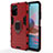 Custodia Silicone e Plastica Opaca Cover con Magnetico Anello Supporto per Xiaomi Redmi Note 10 4G Rosso