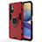 Custodia Silicone e Plastica Opaca Cover con Magnetico Anello Supporto per Xiaomi Redmi Note 10 5G Rosso