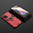 Custodia Silicone e Plastica Opaca Cover con Magnetico Anello Supporto per Xiaomi Redmi Note 11 Pro+ Plus 5G Rosso