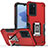 Custodia Silicone e Plastica Opaca Cover con Magnetico Anello Supporto QW1 per Oppo A16s Rosso