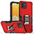 Custodia Silicone e Plastica Opaca Cover con Magnetico Anello Supporto QW1 per Samsung Galaxy A03 Rosso