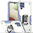 Custodia Silicone e Plastica Opaca Cover con Magnetico Anello Supporto QW1 per Samsung Galaxy A12 5G Bianco