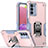 Custodia Silicone e Plastica Opaca Cover con Magnetico Anello Supporto QW1 per Samsung Galaxy M02s Rosa