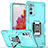Custodia Silicone e Plastica Opaca Cover con Magnetico Anello Supporto QW1 per Samsung Galaxy S20 FE 4G Azzurro