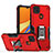 Custodia Silicone e Plastica Opaca Cover con Magnetico Anello Supporto QW1 per Xiaomi POCO C31 Rosso