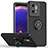 Custodia Silicone e Plastica Opaca Cover con Magnetico Anello Supporto QW2 per Oppo Find X5 5G Rosso e Nero