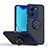 Custodia Silicone e Plastica Opaca Cover con Magnetico Anello Supporto QW2 per Vivo X80 Lite 5G Blu