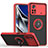 Custodia Silicone e Plastica Opaca Cover con Magnetico Anello Supporto QW2 per Xiaomi Redmi Note 11E Pro 5G Rosso