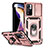 Custodia Silicone e Plastica Opaca Cover con Magnetico Anello Supporto QW3 per Xiaomi Poco X4 NFC Oro Rosa