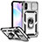 Custodia Silicone e Plastica Opaca Cover con Magnetico Anello Supporto QW3 per Xiaomi Redmi 9i Argento