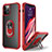 Custodia Silicone e Plastica Opaca Cover con Magnetico Anello Supporto R01 per Apple iPhone 12 Pro Rosso