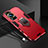 Custodia Silicone e Plastica Opaca Cover con Magnetico Anello Supporto R01 per Huawei P60 Rosso