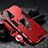 Custodia Silicone e Plastica Opaca Cover con Magnetico Anello Supporto R01 per Oppo K9 5G Rosso