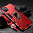 Custodia Silicone e Plastica Opaca Cover con Magnetico Anello Supporto R01 per Samsung Galaxy F12 Rosso