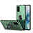Custodia Silicone e Plastica Opaca Cover con Magnetico Anello Supporto R01 per Samsung Galaxy S20 Plus Verde