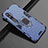 Custodia Silicone e Plastica Opaca Cover con Magnetico Anello Supporto R01 per Xiaomi Mi Note 10 Pro Blu