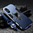 Custodia Silicone e Plastica Opaca Cover con Magnetico Anello Supporto R01 per Xiaomi Poco M4 5G Blu
