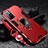 Custodia Silicone e Plastica Opaca Cover con Magnetico Anello Supporto R01 per Xiaomi Poco M4 Pro 5G Rosso