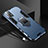 Custodia Silicone e Plastica Opaca Cover con Magnetico Anello Supporto R01 per Xiaomi Redmi 9T 4G Blu
