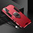 Custodia Silicone e Plastica Opaca Cover con Magnetico Anello Supporto R01 per Xiaomi Redmi 9T 4G Rosso