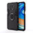 Custodia Silicone e Plastica Opaca Cover con Magnetico Anello Supporto R01 per Xiaomi Redmi Note 9 Pro Max Nero