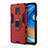 Custodia Silicone e Plastica Opaca Cover con Magnetico Anello Supporto R01 per Xiaomi Redmi Note 9S Rosso