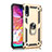 Custodia Silicone e Plastica Opaca Cover con Magnetico Anello Supporto R02 per Samsung Galaxy A70S Oro