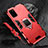 Custodia Silicone e Plastica Opaca Cover con Magnetico Anello Supporto R02 per Samsung Galaxy S20 Plus Rosso