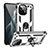 Custodia Silicone e Plastica Opaca Cover con Magnetico Anello Supporto R02 per Xiaomi Mi 11 Lite 5G Argento