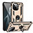 Custodia Silicone e Plastica Opaca Cover con Magnetico Anello Supporto R02 per Xiaomi Mi 11 Lite 5G NE Oro