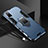 Custodia Silicone e Plastica Opaca Cover con Magnetico Anello Supporto R02 per Xiaomi Poco M4 Pro 5G Blu